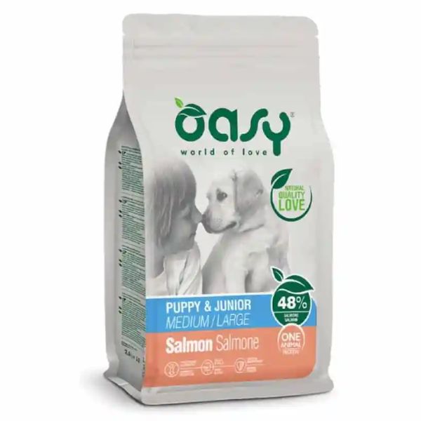 אואסי Oasy מזון כלבים סלמון גורים 12 ק"ג