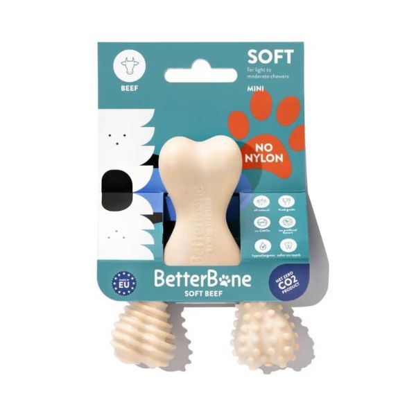 ⁦בטר בון Better Bone צעצוע לעיסה לכלבים עוצמה קלה SOFT בטעם בקר - מיני⁩ – תמונה ⁦2⁩