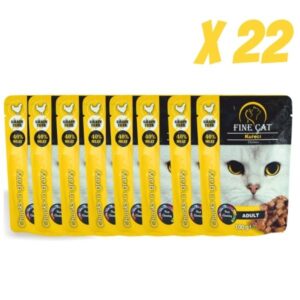 Fine Cat שרוול מעדן פאוץ לחתולים עם עוף - 22 יח * 100 גרם