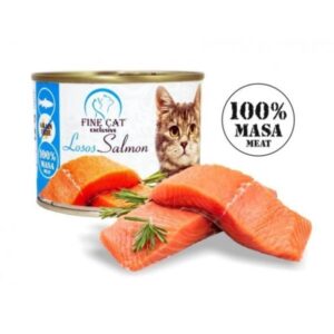 Fine Cat מעדן לחתולים 100% בשר פטה סלמון - 200 גרם