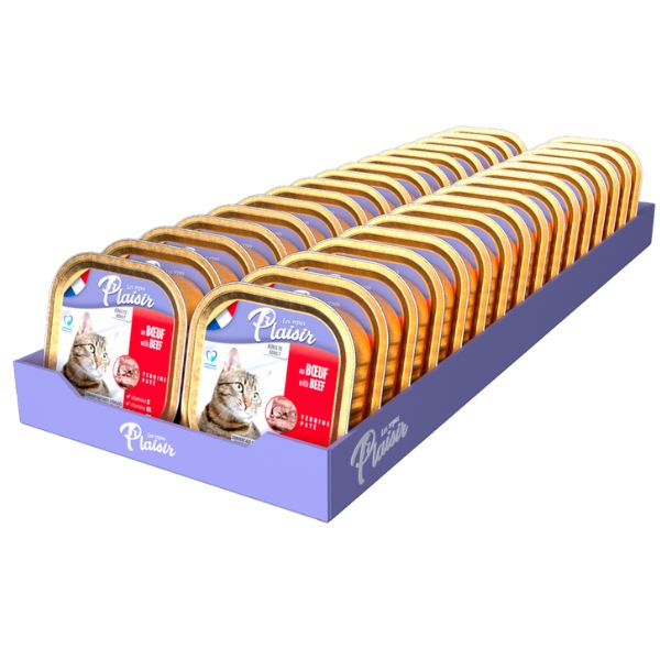 מגש פלסיר מעדן פטה עם בקר לחתולים 100 גרם * 32 יח