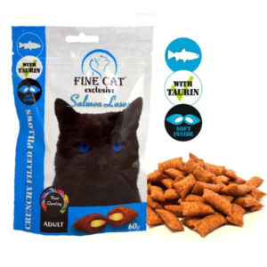 פיין קט Fine Cat חטיף כריות אנטי היירבול עם קרם סלמון - 60 גרם