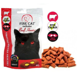 פיין קט Fine Cat חטיף כריות אנטי היירבול עם קרם בקר - 60 גרם