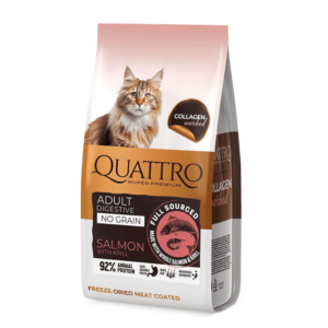 קוואטרו Quattro Sterilized סלמון וקריל ללא דגנים מזון יבש לחתולים מעוקרים ומסורסים 7 ק"ג